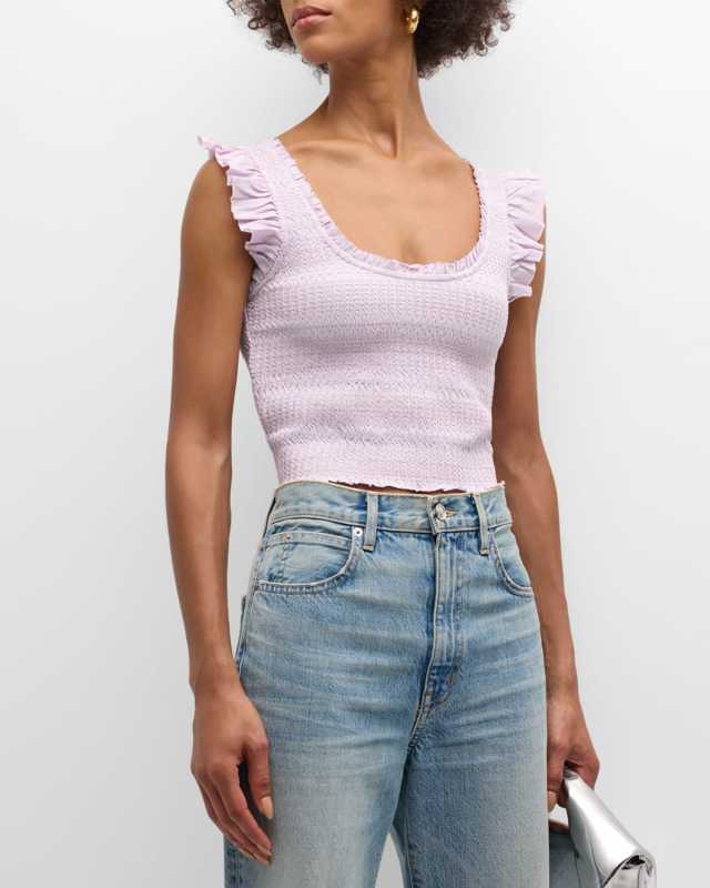 Dovi Frill Smocked Crop Top